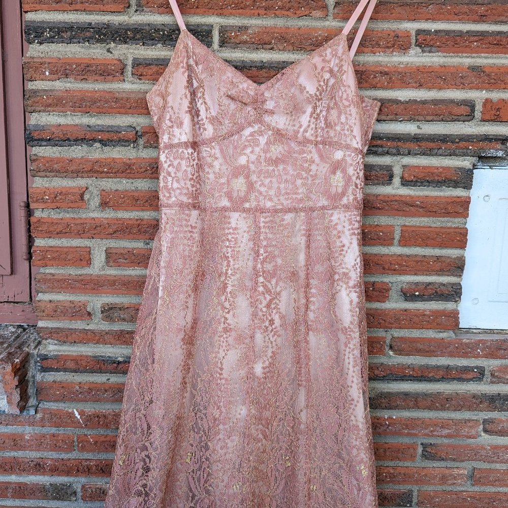 Ann Taylor pink lace cocktail dress
